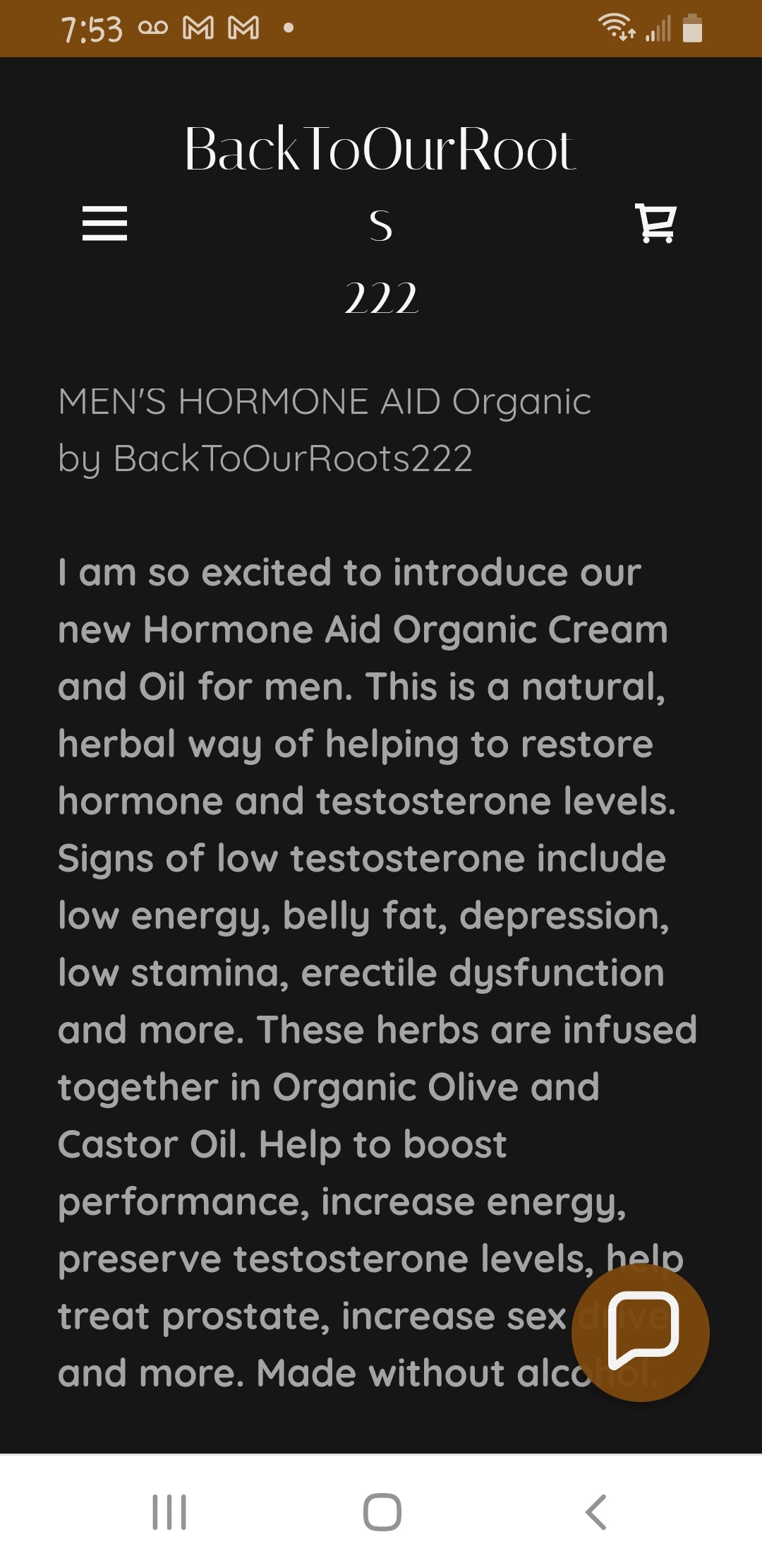 Men's Hormone Aid Oil Organic